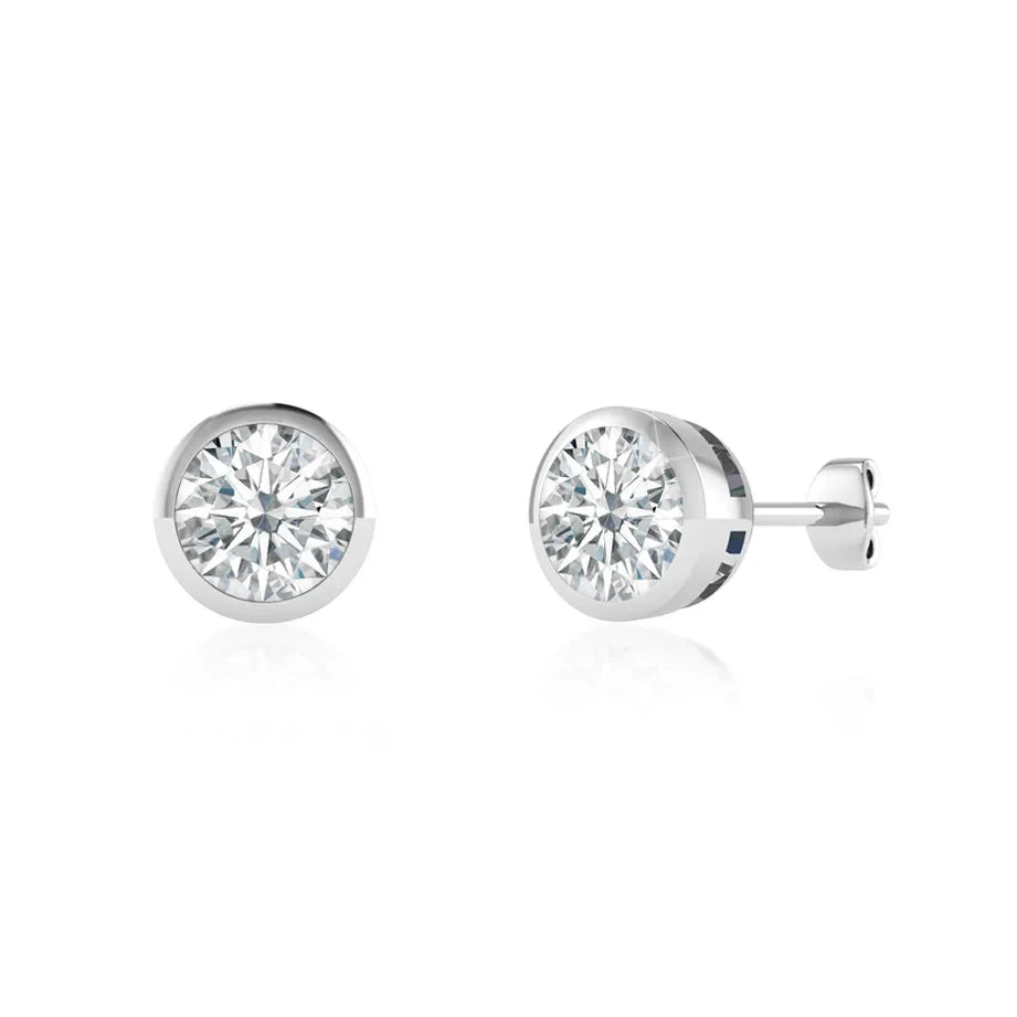 Beze Edge Lab Diamond Studs in 18k White Gold