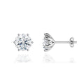 Lotus Leaf Round Lab Diamond Stud Earrings in 18k White Gold