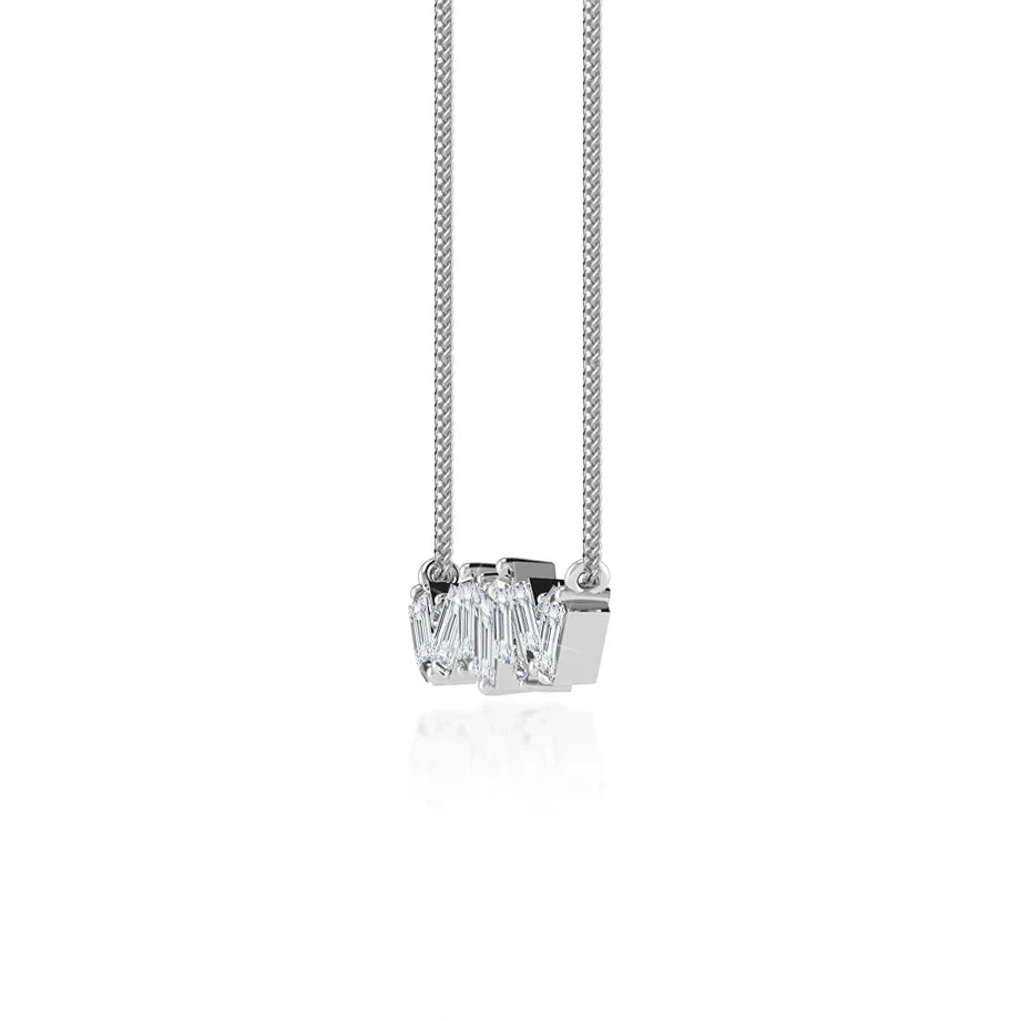 Classic Mixed Diamond Cluster Necklace in 18k White Gold