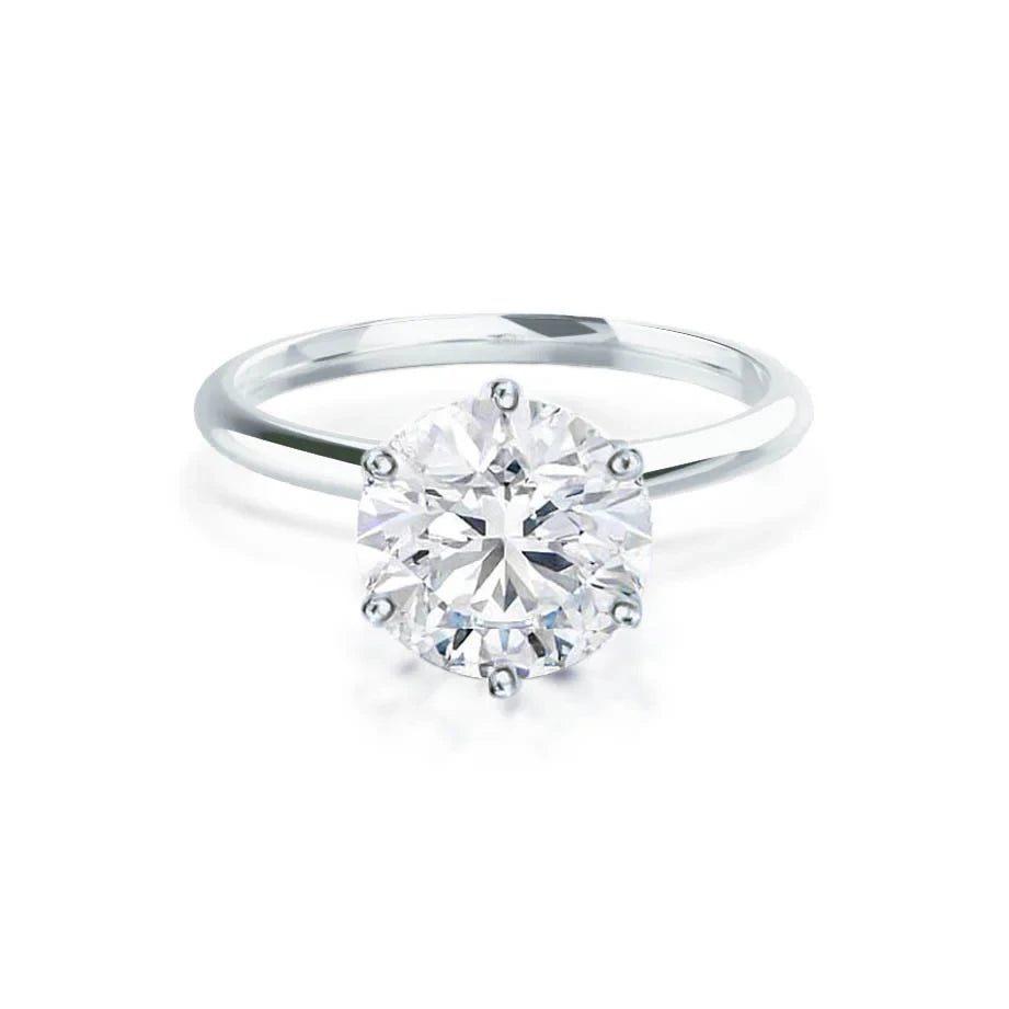 Round Lab Diamond 6-Prong Platinum Solitaire Ring