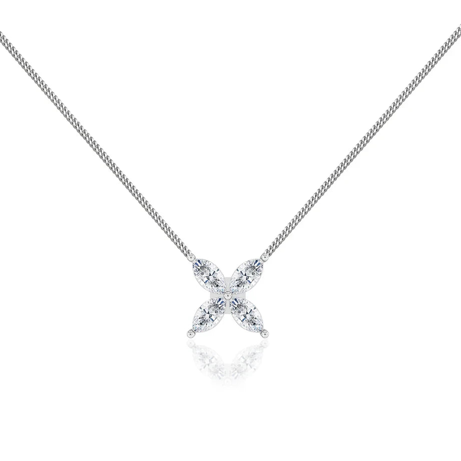 Marquise Diamond Flower Necklace
