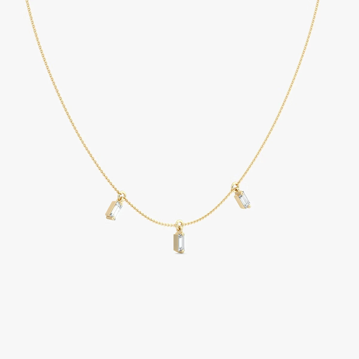 Floating Baguette Station Necklace