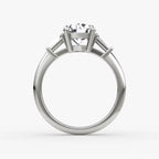 The Tapered Baguette Three Stone Round Brilliant Yellow Gold Engagement Ring