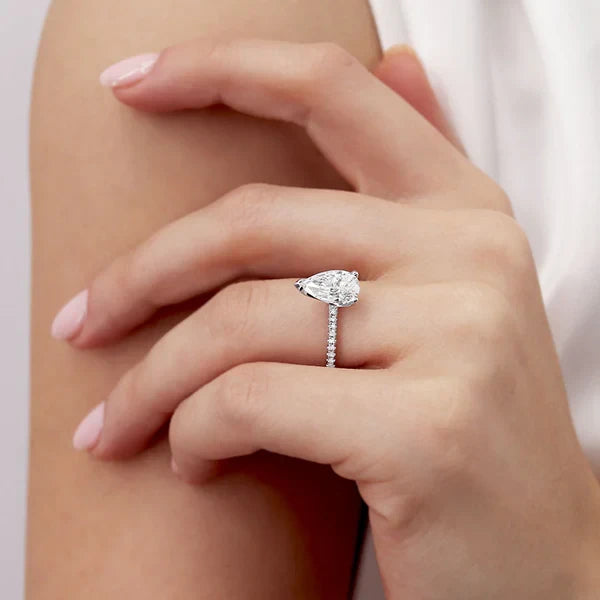Aurora Pear Lab Diamond Solitaire Ring
