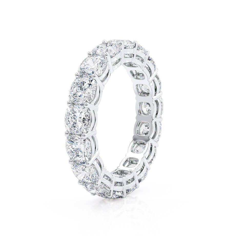 White Gold Cushion Moissanite Statement Eternity