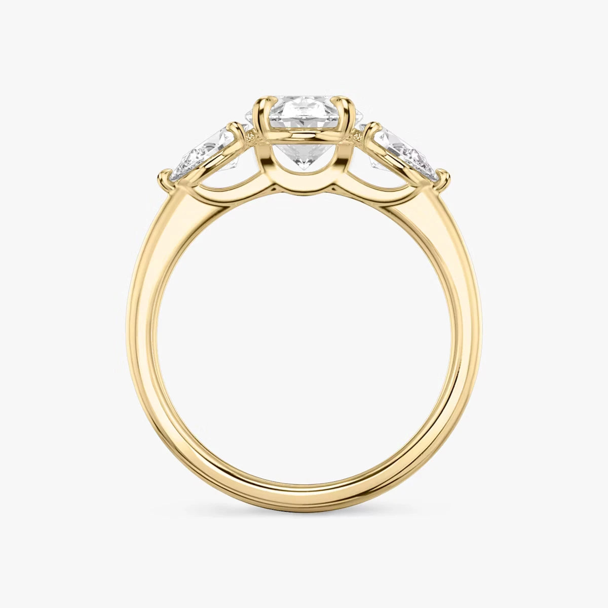 The Three Stone Oval Yellow Gold Engagement Ring