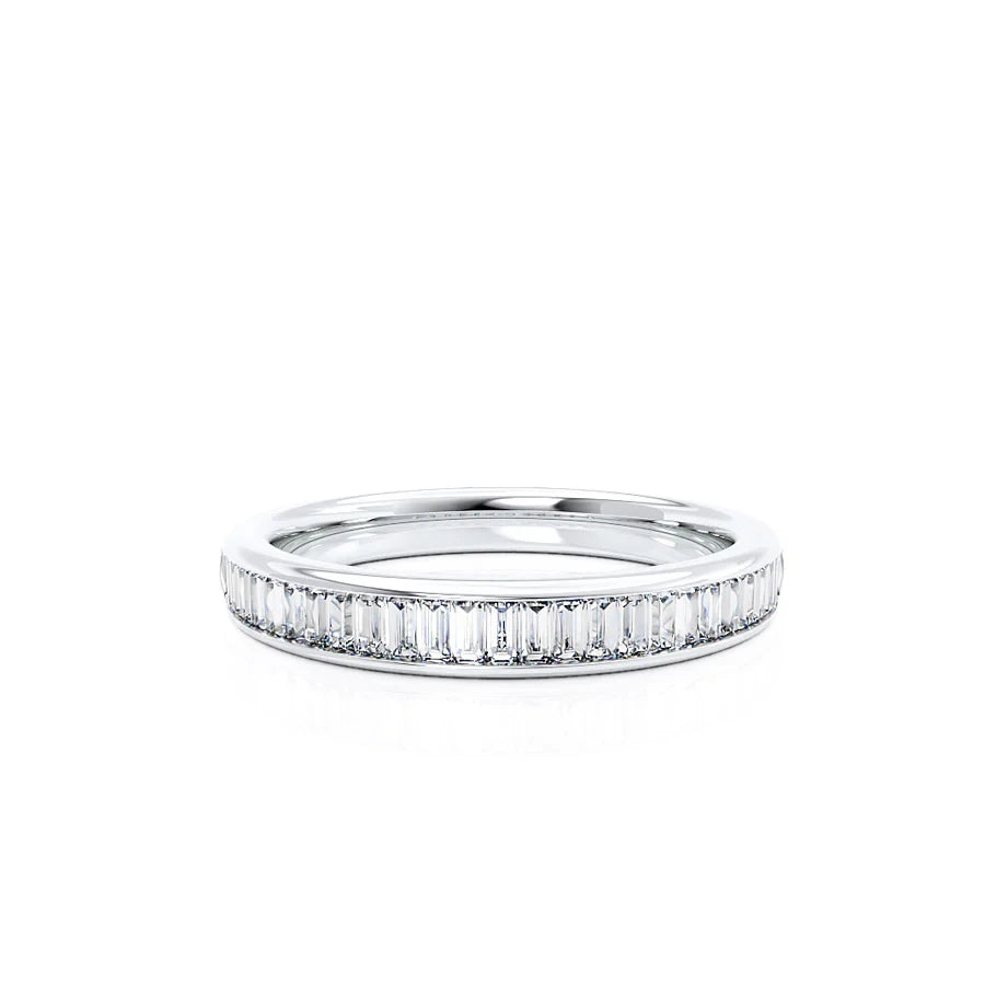 Lab-Created Diamond Channel Eternity Ring – 18k White Gold Statement