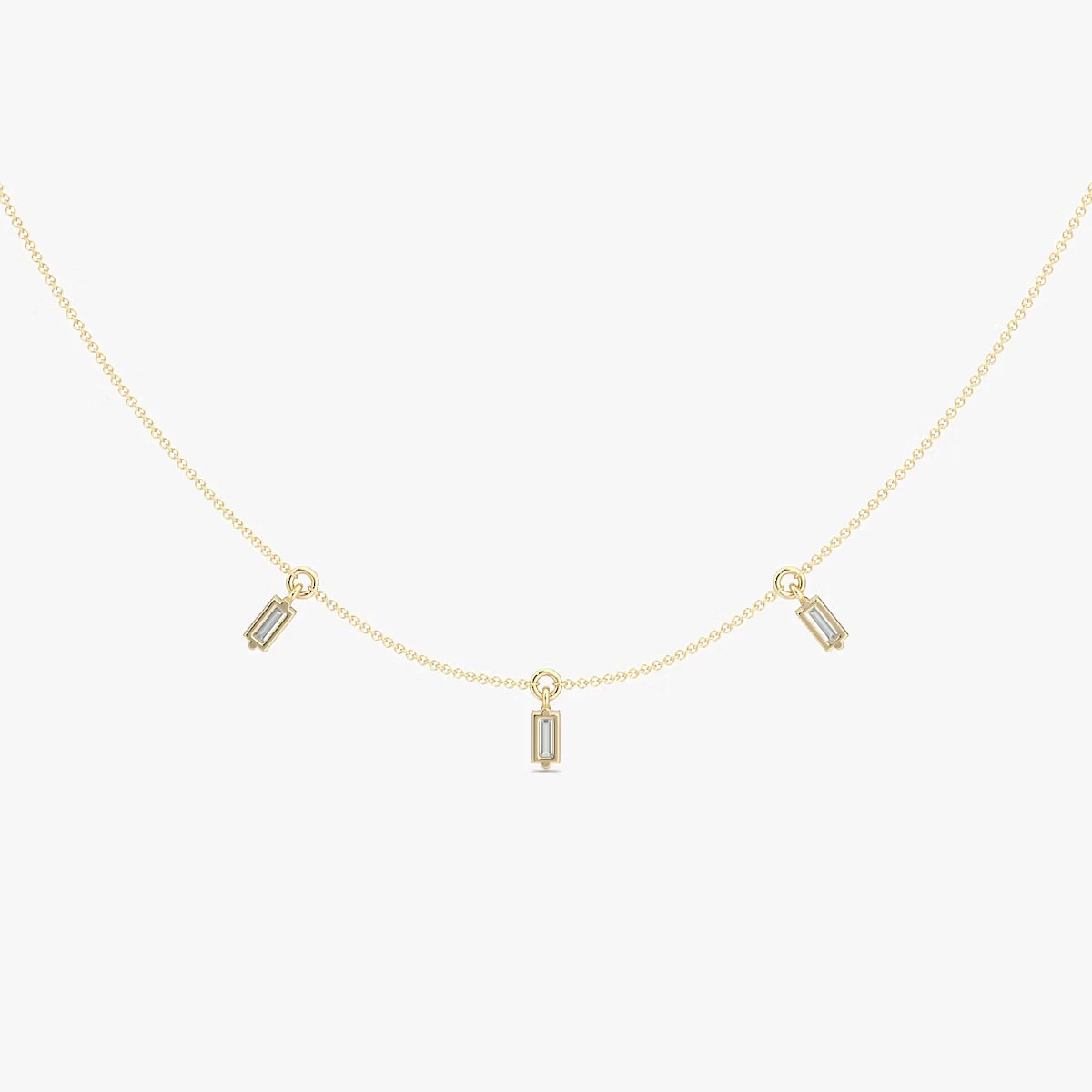 Floating Baguette Station Necklace