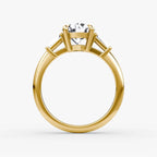 The Tapered Baguette Three Stone Round Brilliant Yellow Gold Engagement Ring