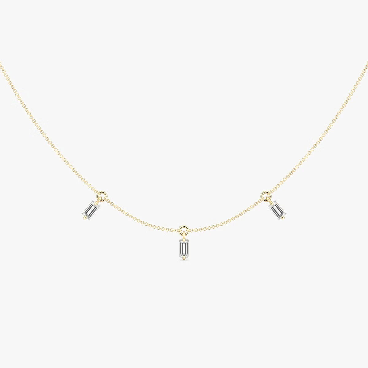 Floating Baguette Station Necklace