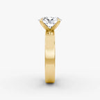 Cigar Band Solitaire Oval Yellow Gold Engagement Ring