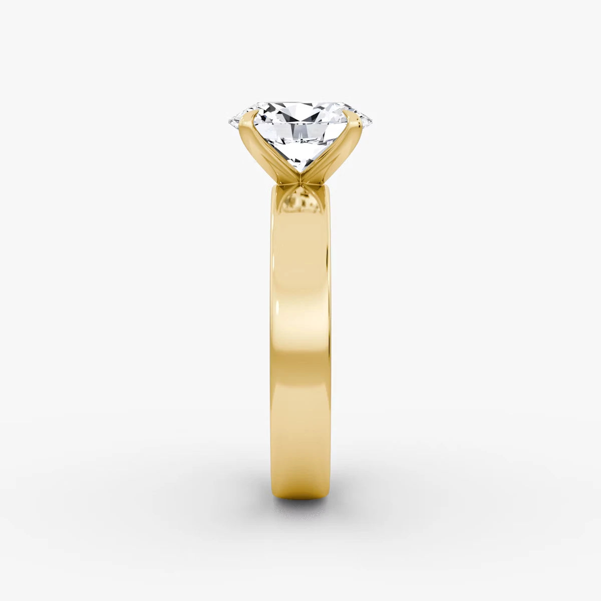 Cigar Band Solitaire Oval Yellow Gold Engagement Ring