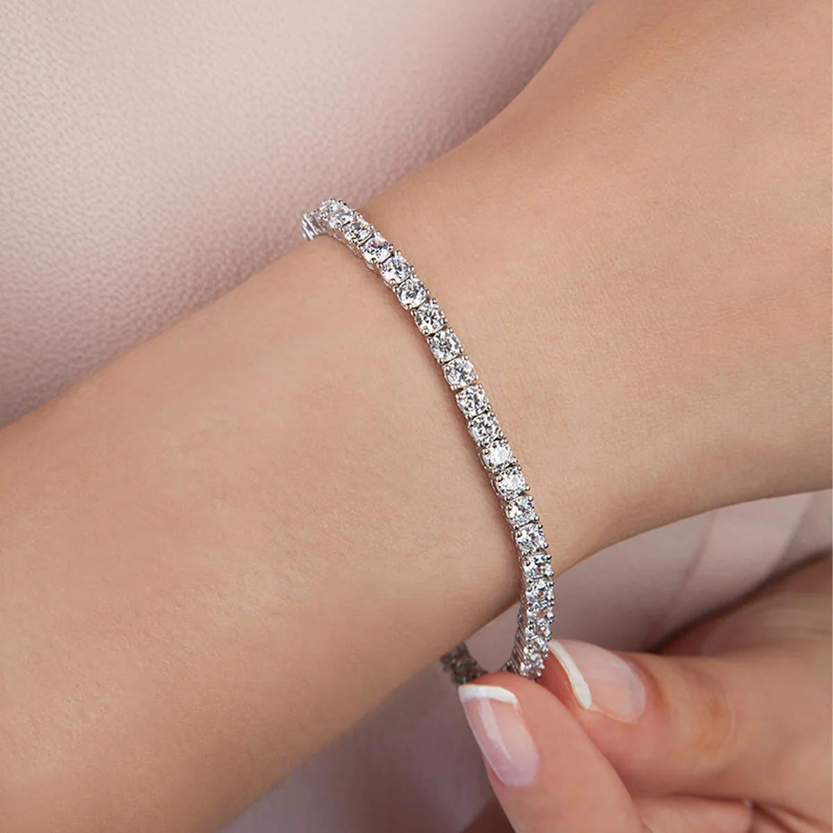 MONACO: 5 Total Carat Lab Diamond Tennis Bracelet 18k White Gold