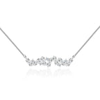 Classic Mixed Diamond Cluster Necklace in 18k White Gold