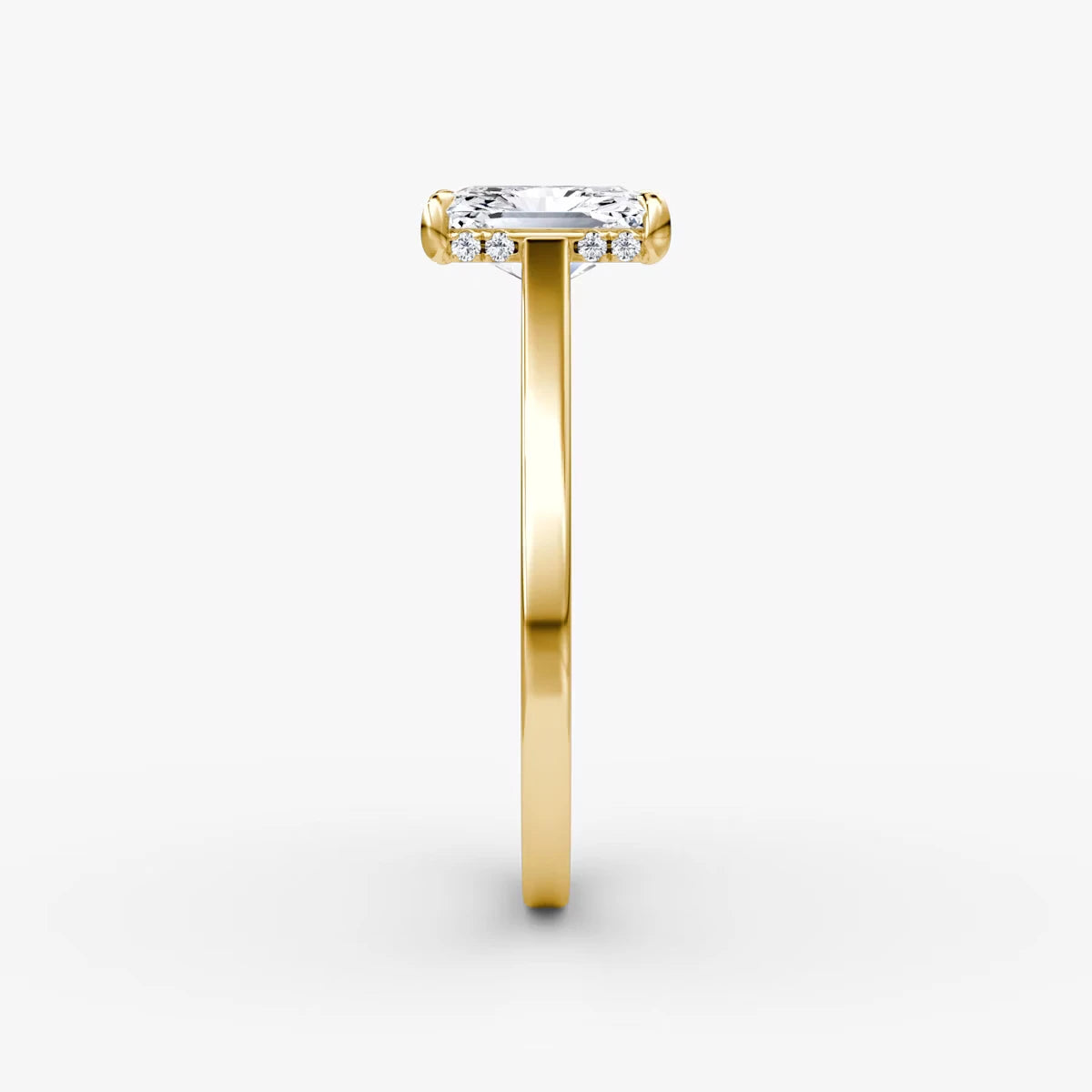 The Pavé Bridge Radiant Yellow Gold Engagement Ring