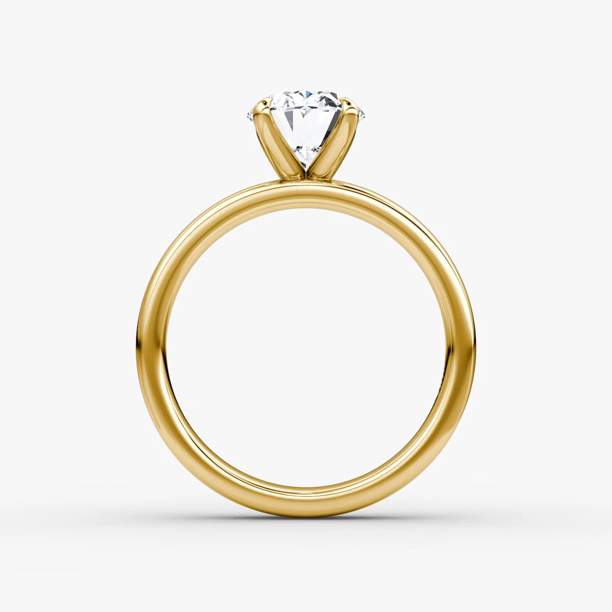 Cigar Band Solitaire Oval Yellow Gold Engagement Ring