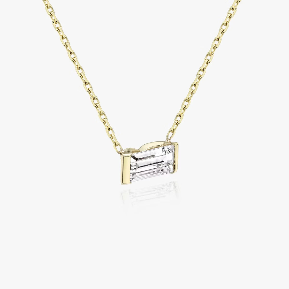 Knife-Edge Baguette Semi-Bezel Necklace