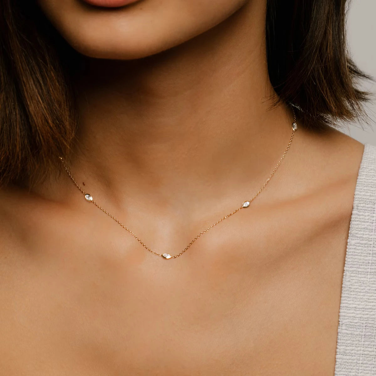 Knife-Edge Bezel Station Necklace