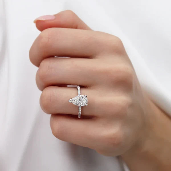 Aurora Pear Lab Diamond Solitaire Ring