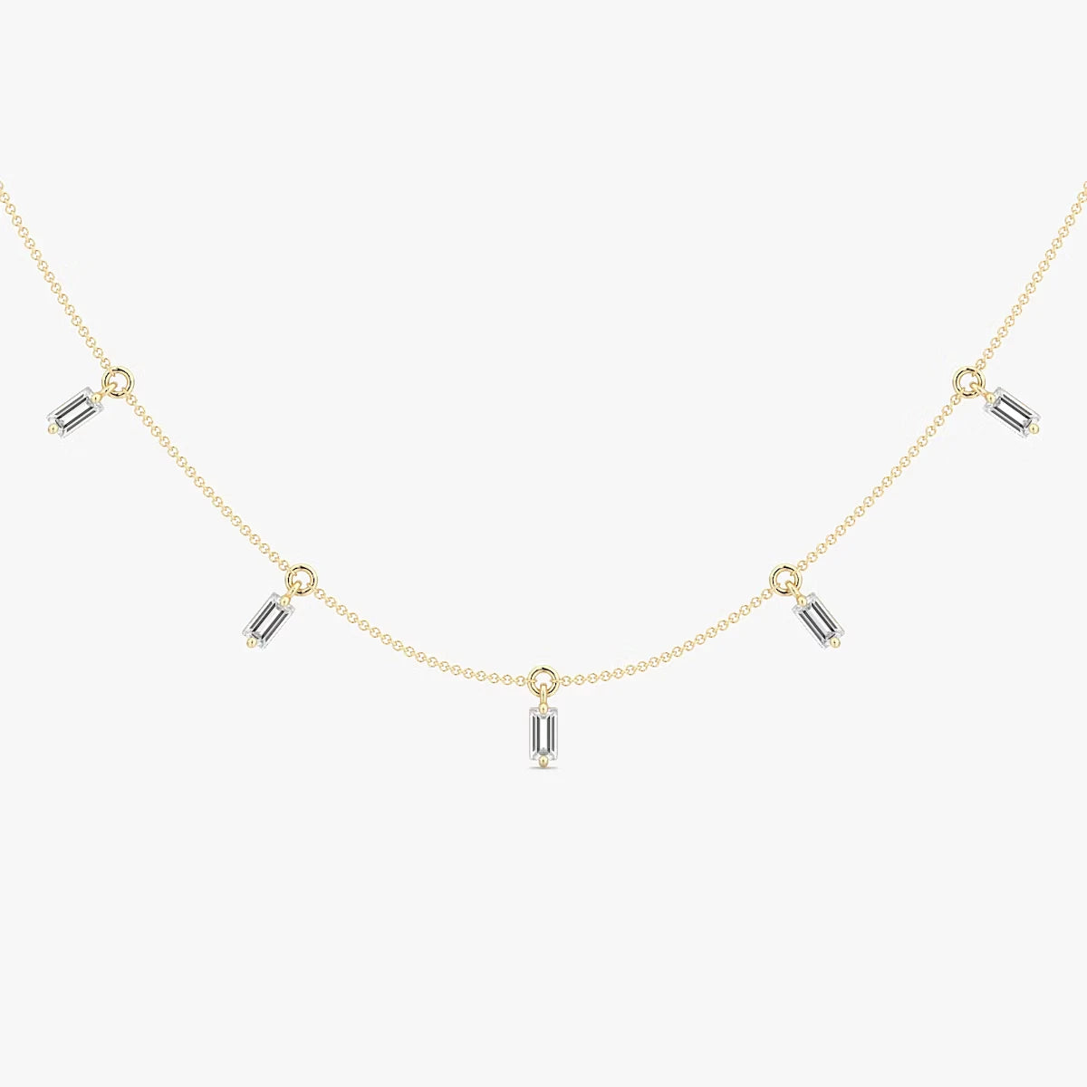 Floating Baguette Station Necklace