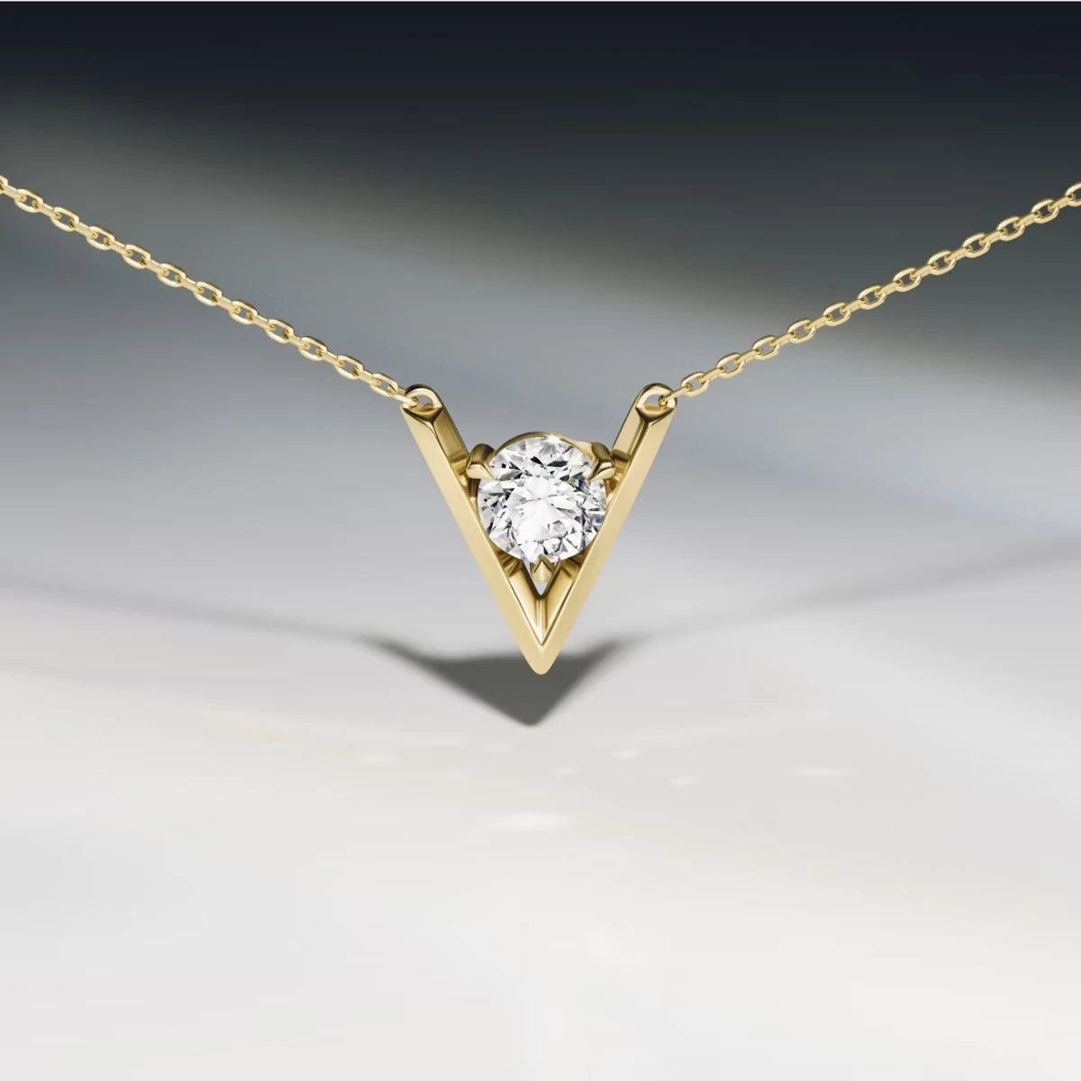 Emari V Solitaire Necklace