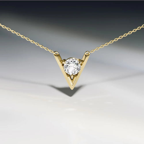 Emari V Solitaire Necklace