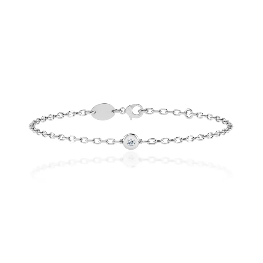 18k White Gold Lab Diamond Bezel Solitaire Bracelet