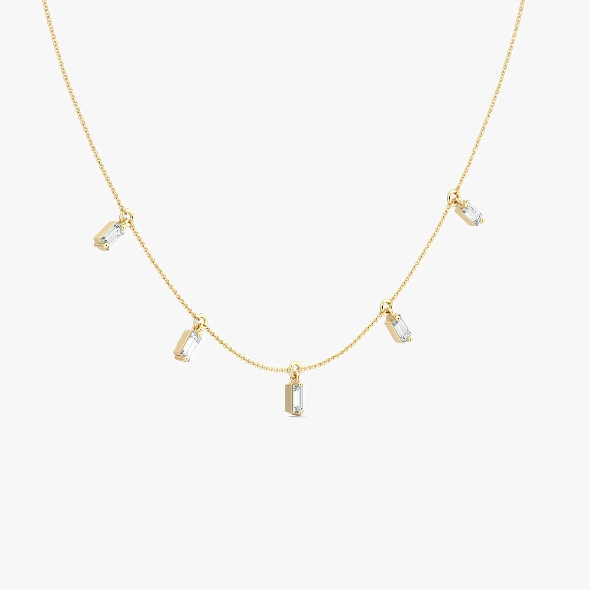 Floating Baguette Station Necklace