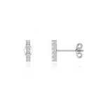 Elegant Bar Pavé Lab Diamond Earrings in 18k White Gold