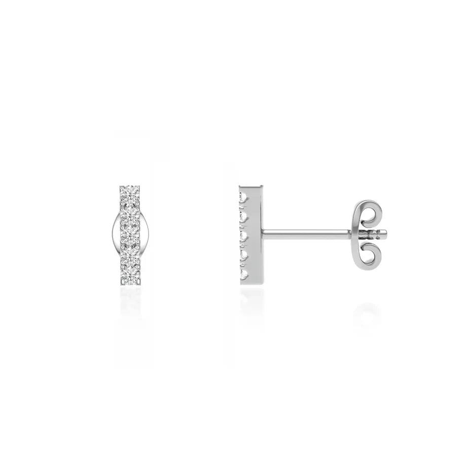Elegant Bar Pavé Lab Diamond Earrings in 18k White Gold