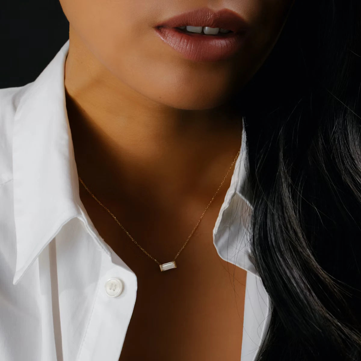 Knife-Edge Baguette Semi-Bezel Necklace