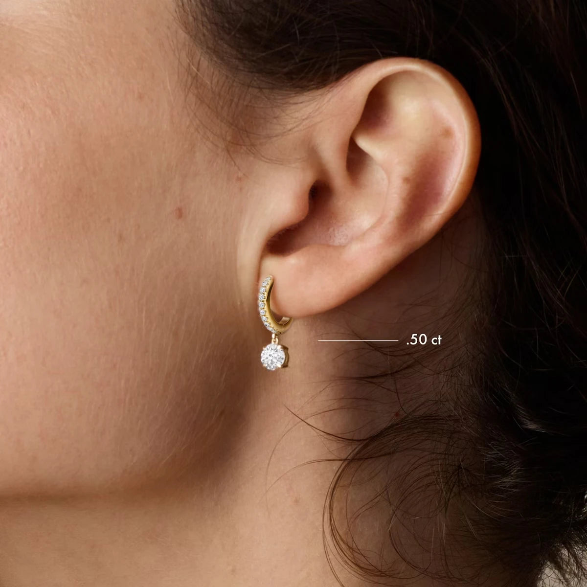 Solitaire Drop Huggie Hoop
