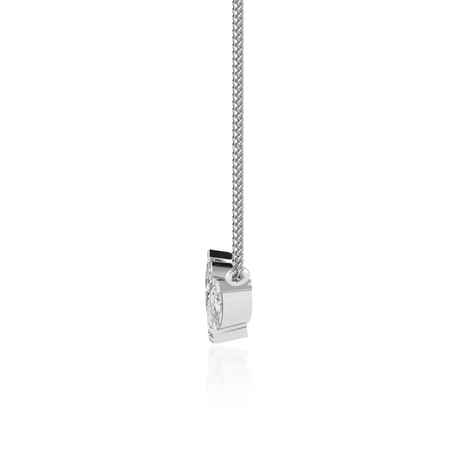 18k White Gold Necklace Featuring Marquise Petal Lab Diamond