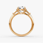 The Tapered Baguette Three Stone Round Brilliant Yellow Gold Engagement Ring
