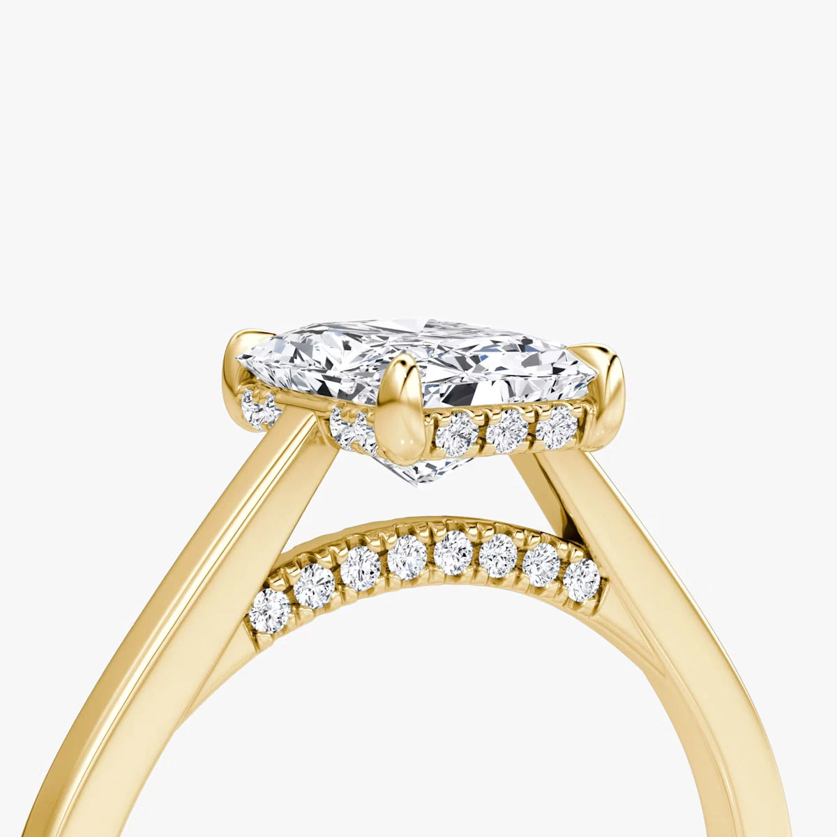 The Pavé Bridge Radiant Yellow Gold Engagement Ring