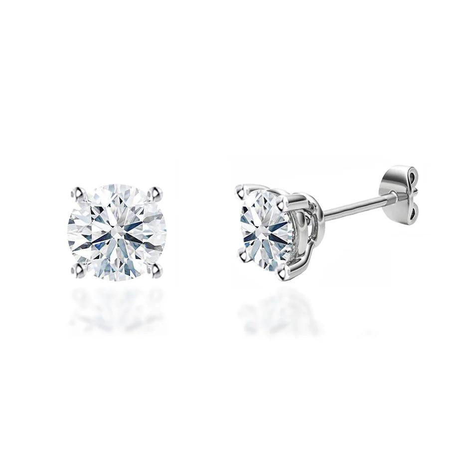 Solitaire Stud Earings 14K White Gold
