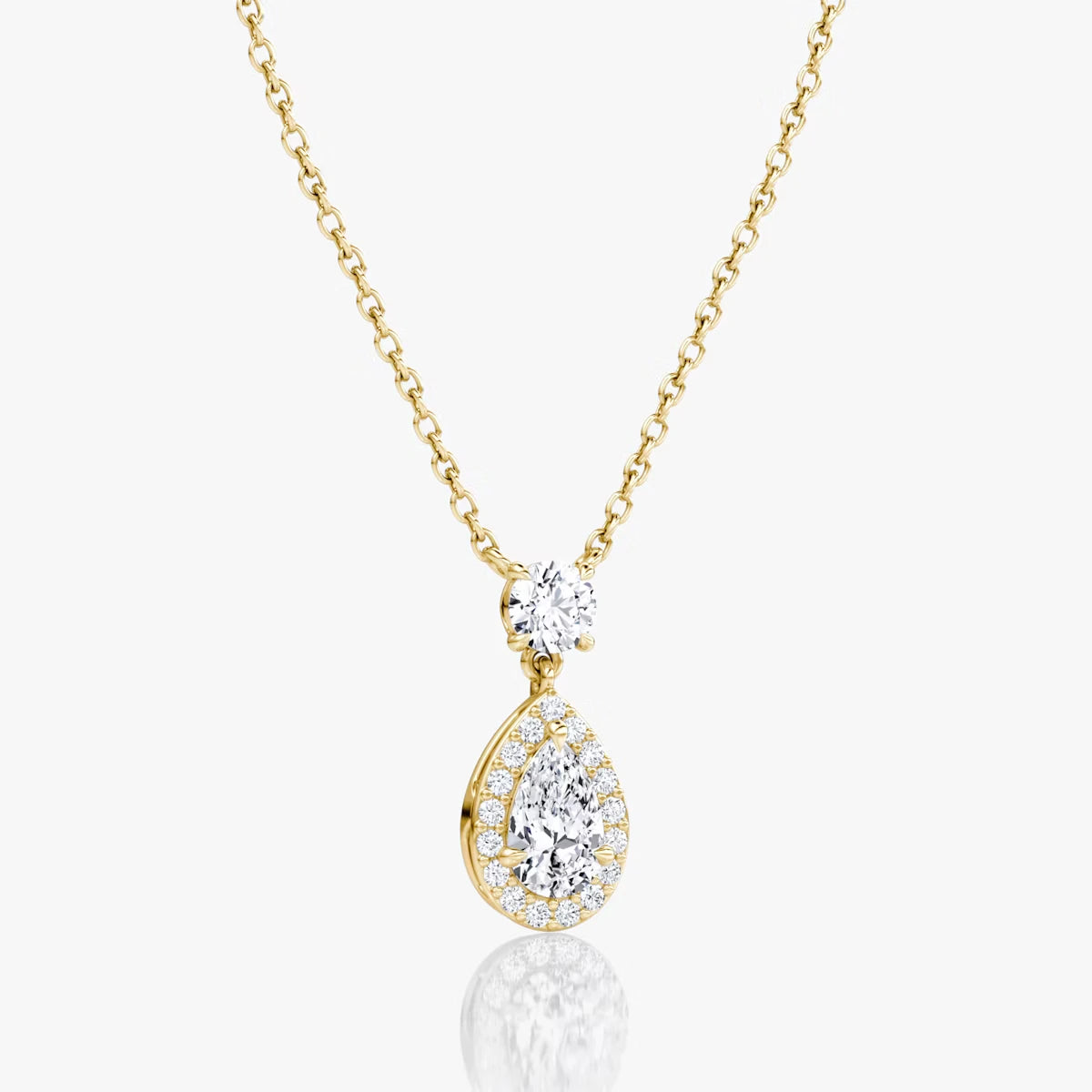 Signature Pear Drop Halo Necklace