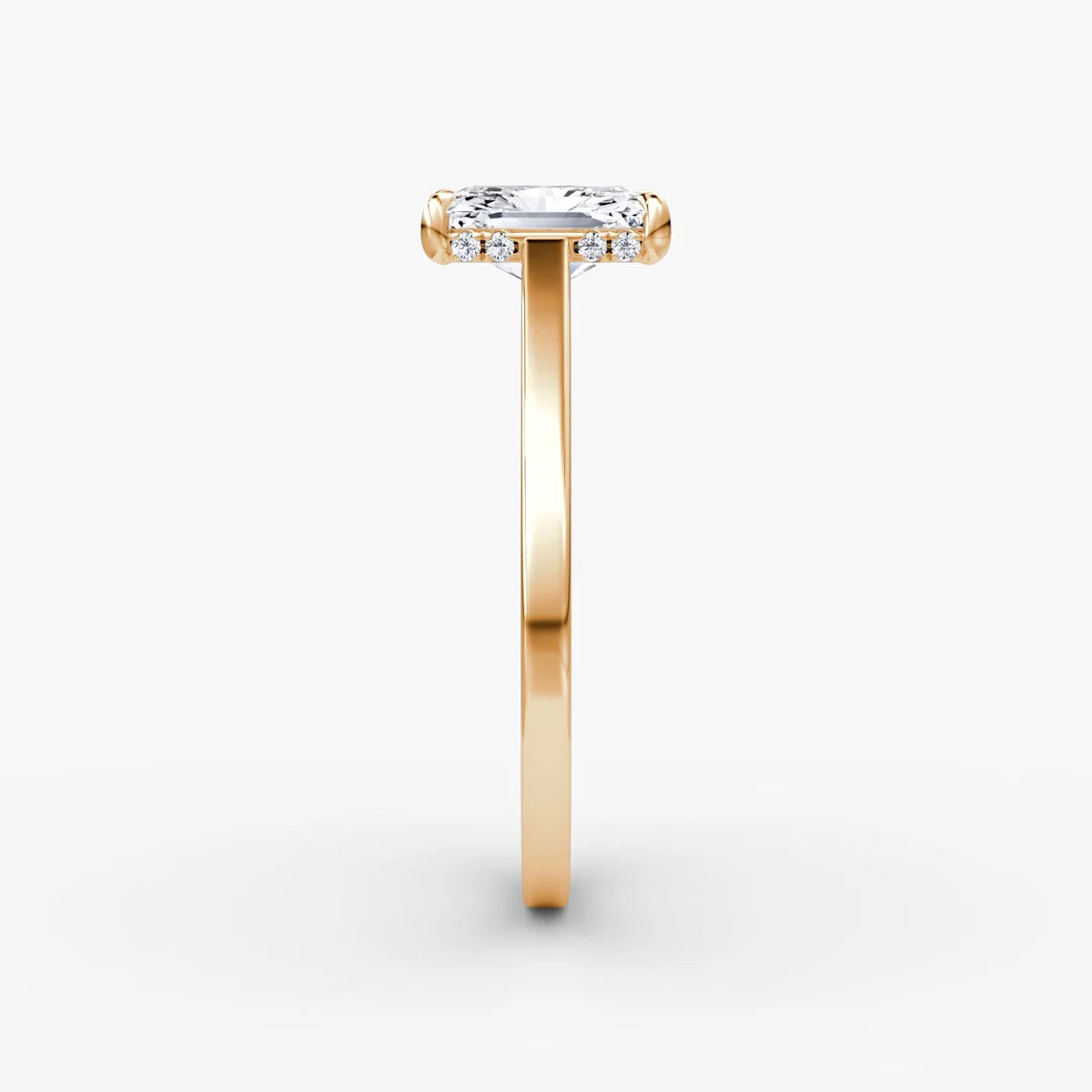 The Pavé Bridge Radiant Yellow Gold Engagement Ring