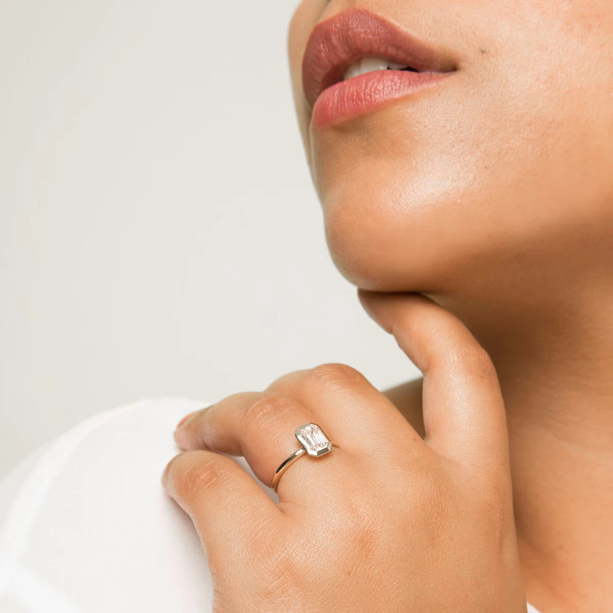 The Signature Bezel Emerald Yellow Gold Engagement Ring