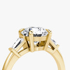 The Tapered Baguette Three Stone Round Brilliant Yellow Gold Engagement Ring