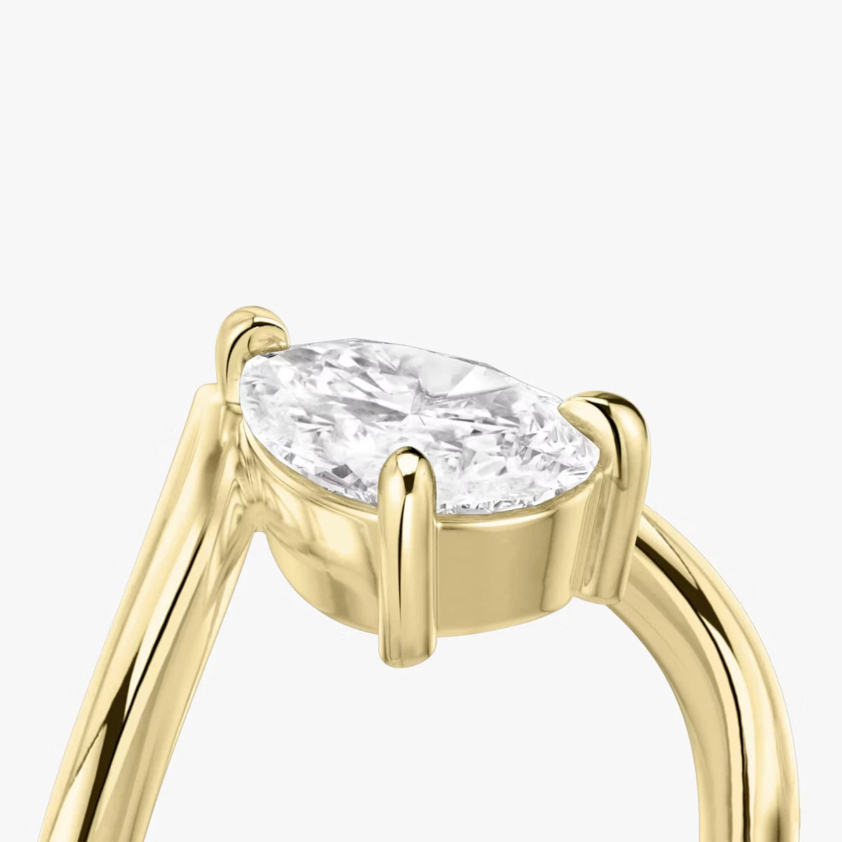 The Signature V Pear Yellow Gold Engagement Ring