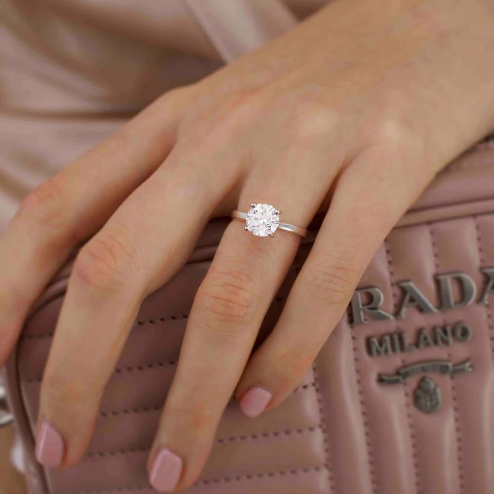 Tulip Solitaire Engagement Ring 14K White Gold