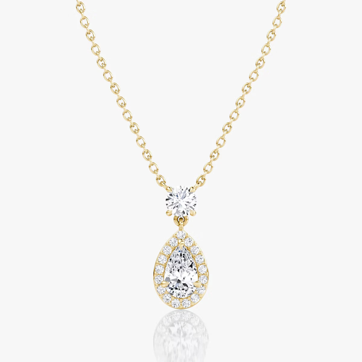 Signature Pear Drop Halo Necklace