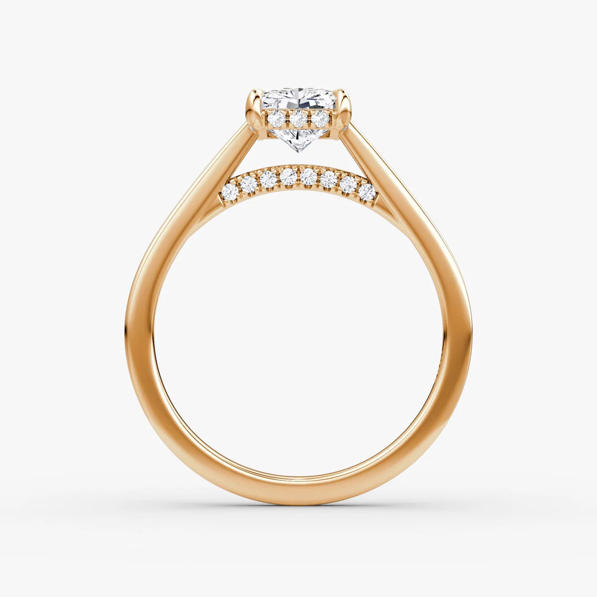 The Pavé Bridge Radiant Yellow Gold Engagement Ring