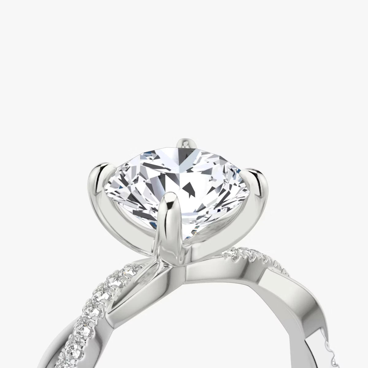 The Twisted Classic Round Brilliant White Gold Engagement Ring
