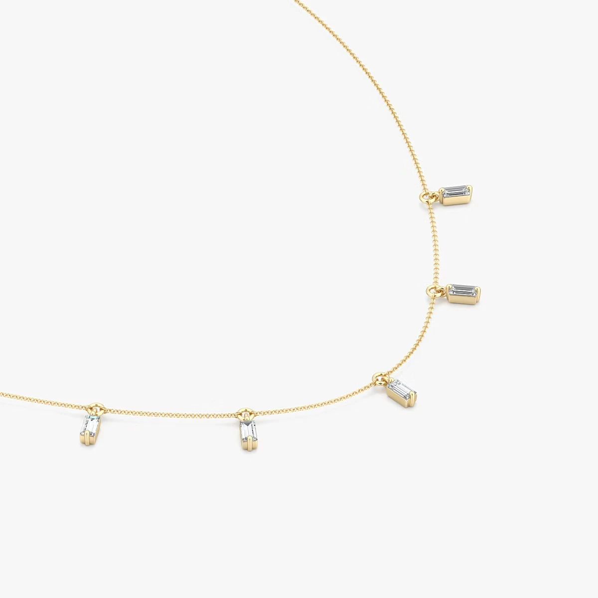 Floating Baguette Station Necklace