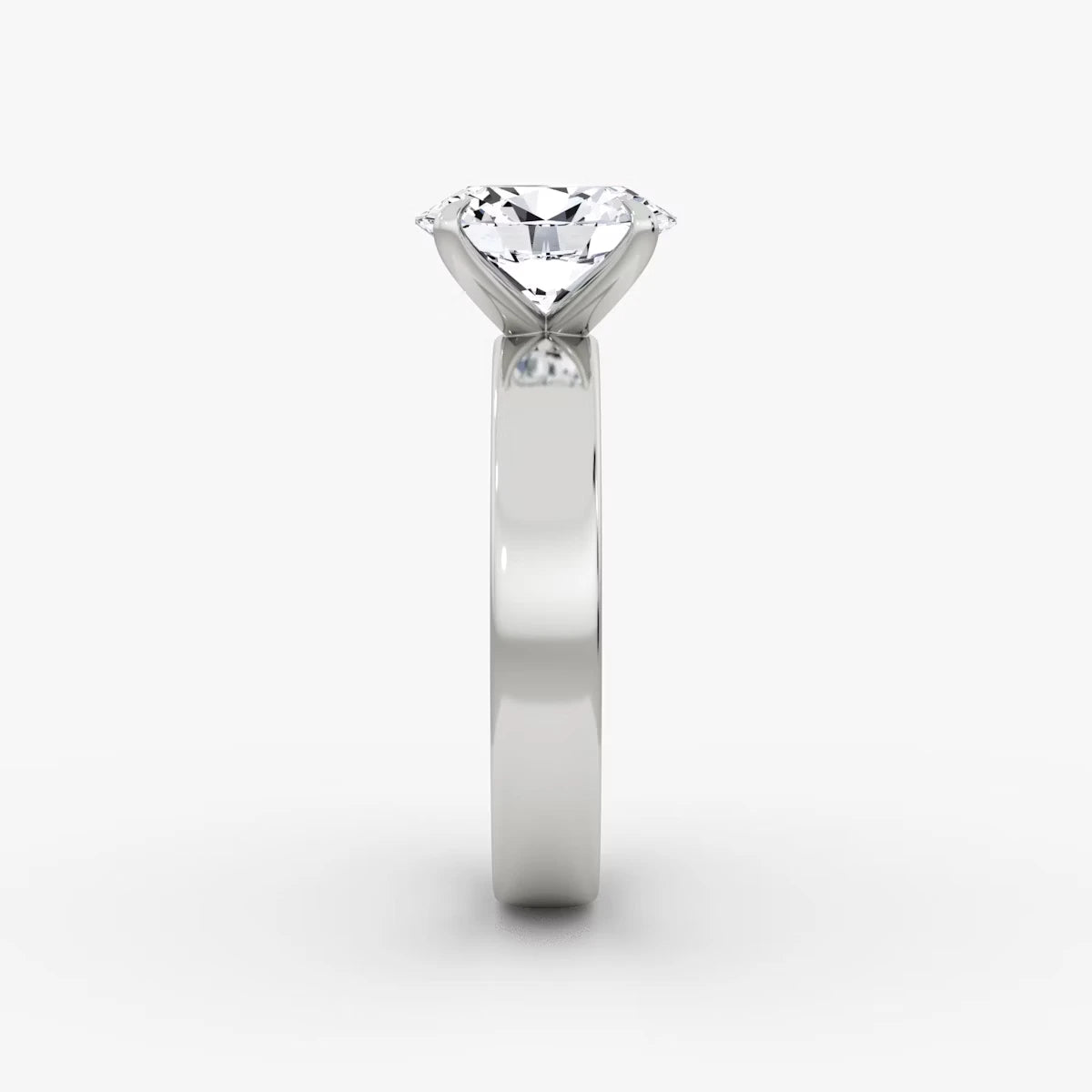 Cigar Band Solitaire Oval Yellow Gold Engagement Ring