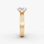 Cigar Band Solitaire Oval Yellow Gold Engagement Ring