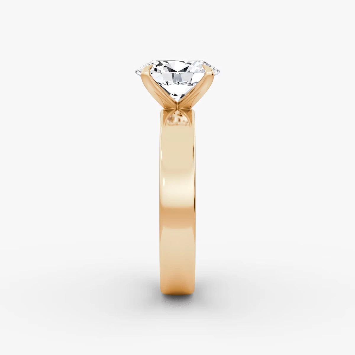 Cigar Band Solitaire Oval Yellow Gold Engagement Ring