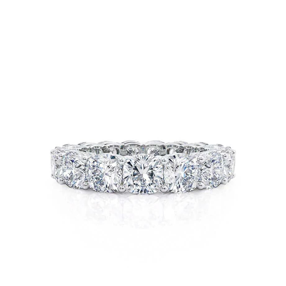White Gold Cushion Moissanite Statement Eternity